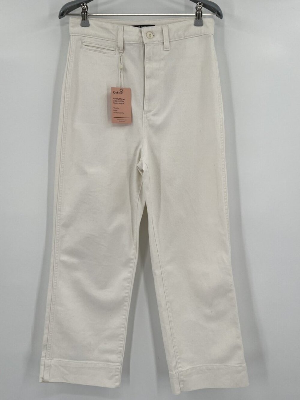 Quince Women's Stretch Cotton Twill Wide-Leg Crop Pants sz 31 Ivory/White NWT